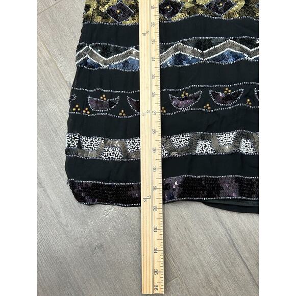 French Connection Women's Black Scoop Neck Beaded & Sequined Shift Dress Size 2 - Picture 15 of 15